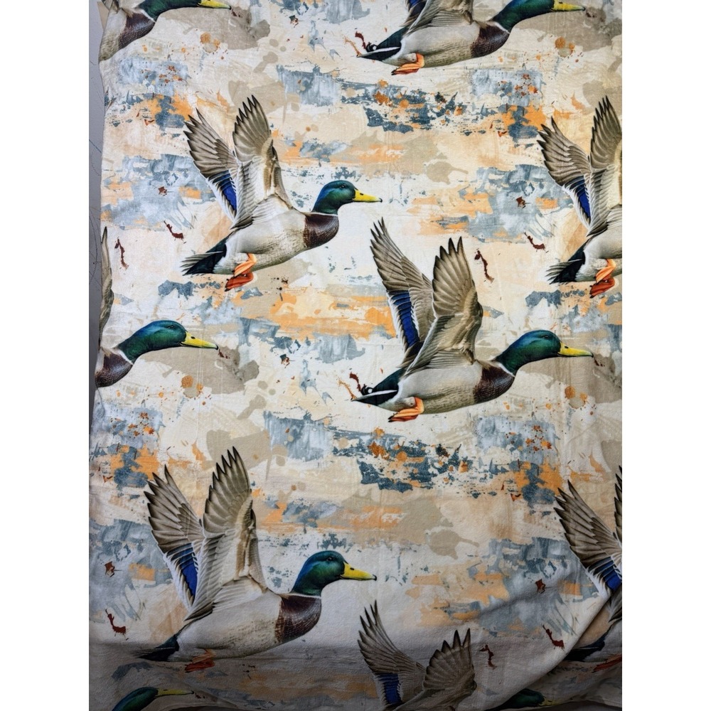 Duck Hunting Throw Blanket Mallard Ducks Plush Fleece 60x50 Camo Lodge Cabin